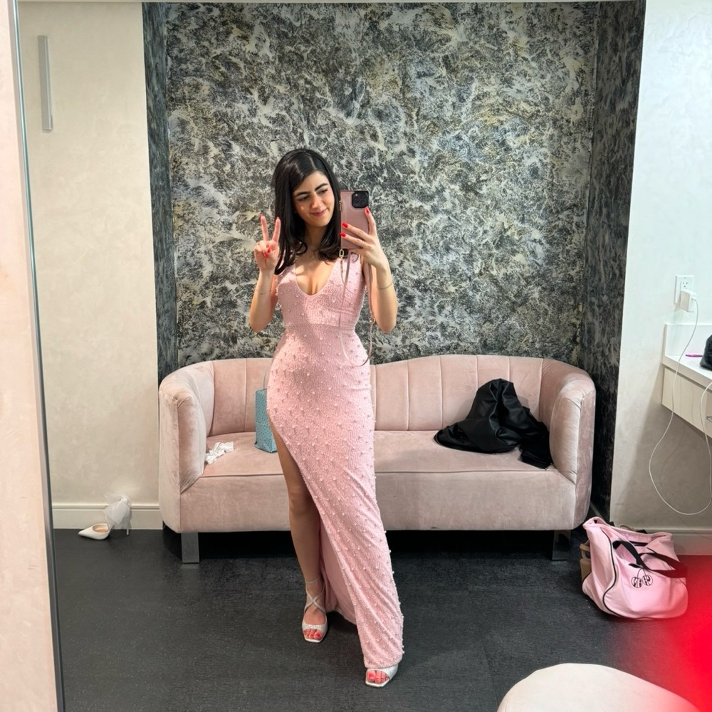 Oh Polly Pink Embellished Dress